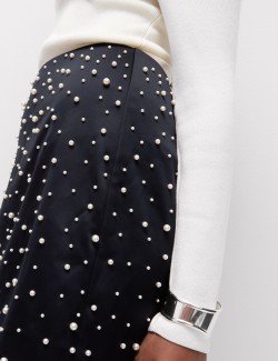 Embellished Mini A-Line Skirt