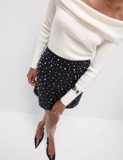 Embellished Mini A-Line Skirt