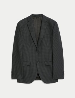 Tailored Fit Wool Blend Check Suit Jacket