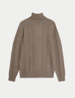 Pure Cashmere Cable Roll Neck umper