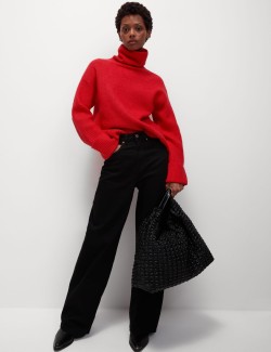 Air-yarn Ribbed Roll Neck Jumper