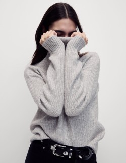 Cloud Yarn Textured Roll Neck Jumper