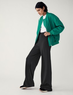 Jersey Wide Leg Trousers with Stretch