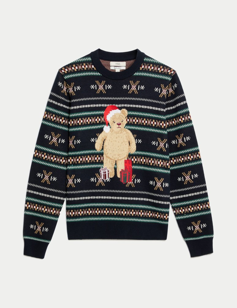 Pure Cotton Spencer Bear™ Crew Neck Jumper