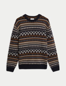 Lambswool Blend Fair Isle Crew Neck Jumper