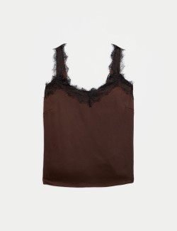 Satin Lace Detail Cami Top