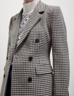 Tweed Tailored Houndstooth Blazer with Wool