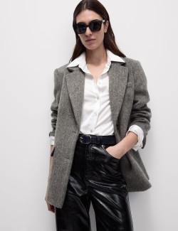 Textured Blazer Coat With Wool