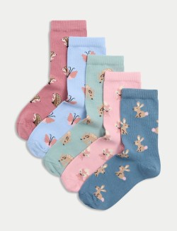 5pk Cotton Rich Animal Socks (6 Small - 7 Large)