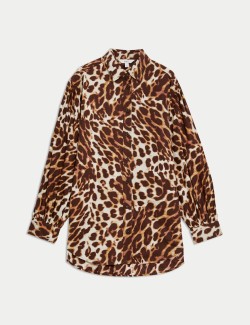 Pure Cotton Animal Print Collared Shirt