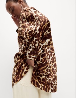 Pure Cotton Animal Print Collared Shirt