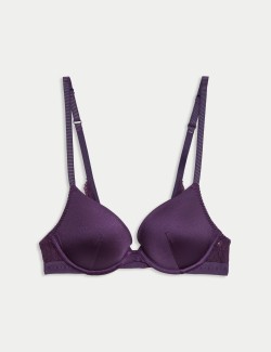 Ella Lace Trim Wired Push Up Plunge Bra (A-E)