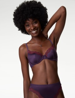 Ella Lace Trim Wired Demi Cup Bra A-E