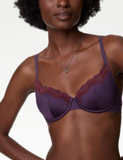 Ella Lace Trim Wired Demi Cup Bra A-E