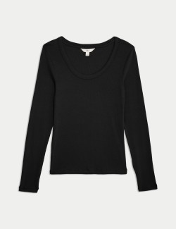 Cotton Rich Scoop Neck Top