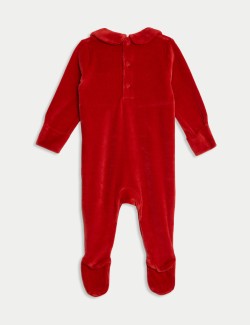 Velour Christmas Sleepsuit (0-12 Mths)