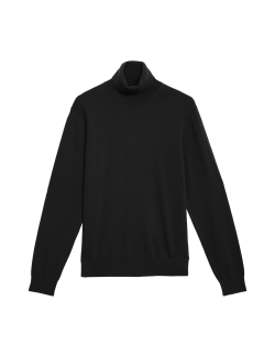 Cotton Rich Roll Neck Jumper with Wool