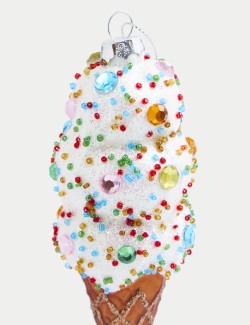 Glass Jewelled Hanging Ice Cream Decoration