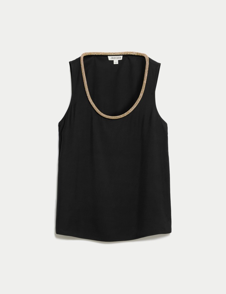 Embellished Scoop Neck Shell Top