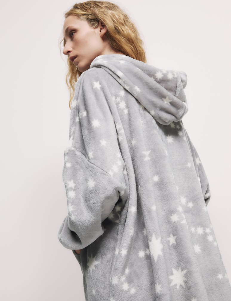 Fleece Star Print Oversized Lounge Hoodie