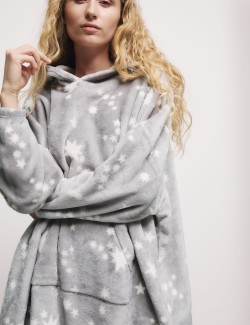 Fleece Star Print Oversized Lounge Hoodie