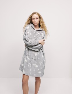 Fleece Star Print Oversized Lounge Hoodie