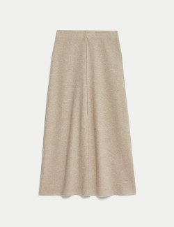 Cotton Blend Midi A-Line Skirt