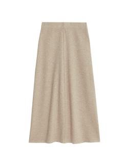 Cotton Blend Midi A-Line Skirt