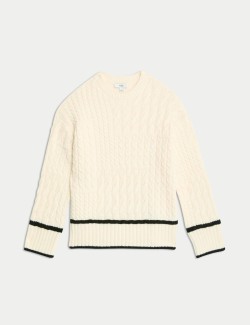 Cable Knit Tipped Detail Relaxed Jumper