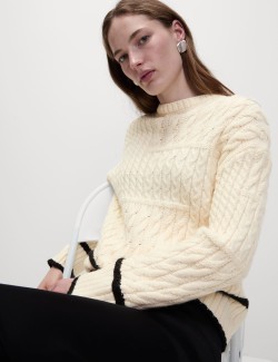 Cable Knit Tipped Detail Relaxed Jumper