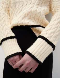 Cable Knit Tipped Detail Relaxed Jumper