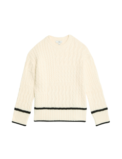 Cable Knit Tipped Detail Relaxed Jumper