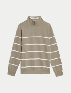 Pure Cotton Striped Half Zip Sweatshirt