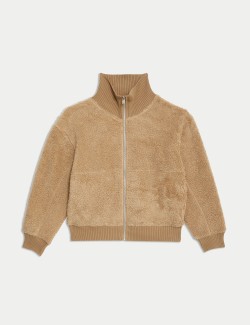 Borg Textured Zip Up Sweatshirt