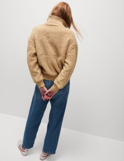 Borg Textured Zip Up Sweatshirt