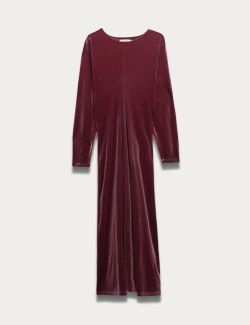 Velvet Round Neck Midaxi Column Dress