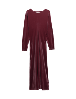 Velvet Round Neck Midaxi Column Dress