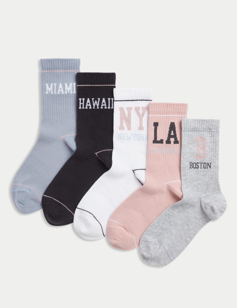 5pk Cotton Blend Sports Socks (6 Small - 7 large)