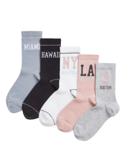 5pk Cotton Blend Sports Socks (6 Small - 7 large)