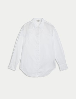 Pure Cotton Collared Organza Detail Shirt