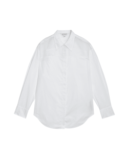 Pure Cotton Collared Organza Detail Shirt