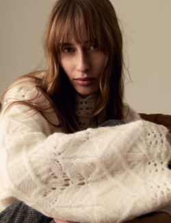 Textured High Neck Jumper with Wool