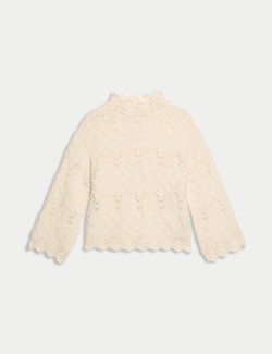 Textured High Neck Jumper with Wool