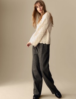 Textured High Neck Jumper with Wool