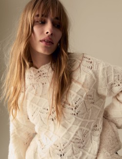 Textured High Neck Jumper with Wool