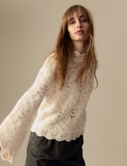 Textured High Neck Jumper with Wool