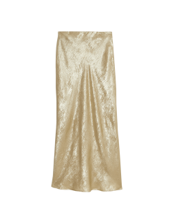 Satin Foil Maxi Slip Skirt