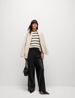 Leather Look Wide Leg Trousers