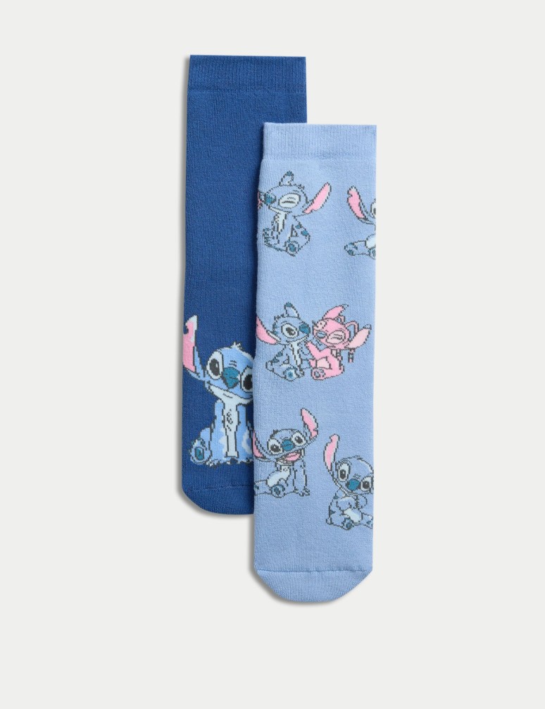 2pk Cotton Rich Lilo & Stitch™ Slipper Socks (6 Small - 7 Large)