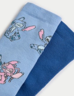 2pk Cotton Rich Lilo & Stitch™ Slipper Socks (6 Small - 7 Large)